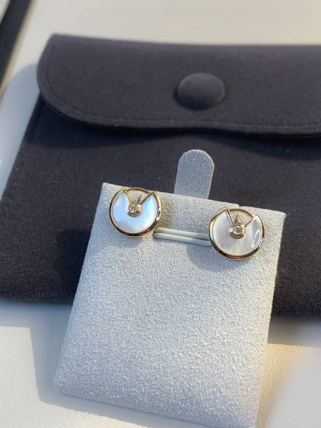 P Price White Mother-Of-Pearl Classic Amulet Earrings By Old Card Family, Amulet