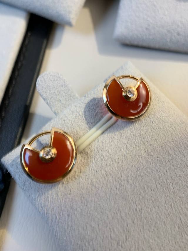 P Price Red Jasper Old Cartier Classic Amulet Earrings, Amulette De Cartier*, An