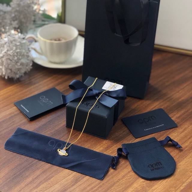 Apm Monaco Gold And Pink Planet Necklace Classic Planet Series Premium Imported