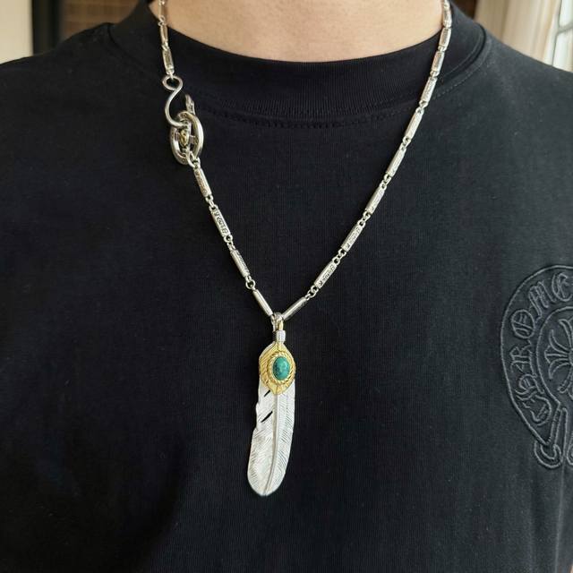 New Arrival Goro's Takahashi Gor Turquoise Feather Cross Pendant, Takahashi Clas