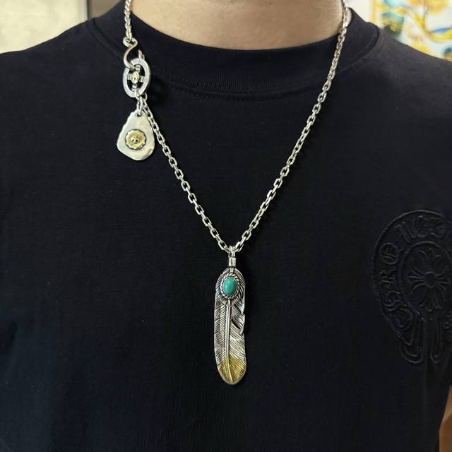 New Arrival Goro's Takahashi Gor Turquoise Feather Pendant, Takahashi Classic Ne