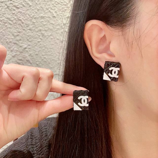 Chanel Diamond-Shaped Double C Stud Earrings