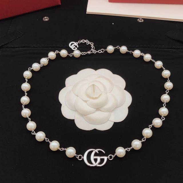 Code Gxl0091 Gucc* Newest Pearl Necklace In Silver, Made Of Zp Brass