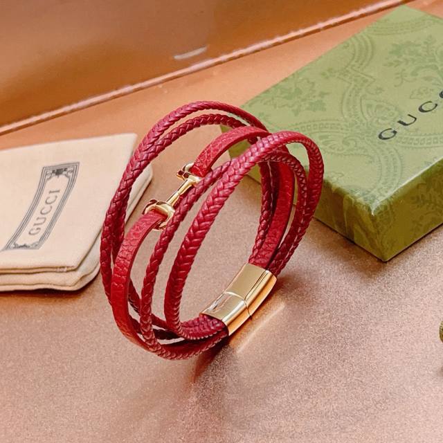 Gucci Bracelet, Latest Model, Pure Handmade Vintage Style Leather, Higher Qualit