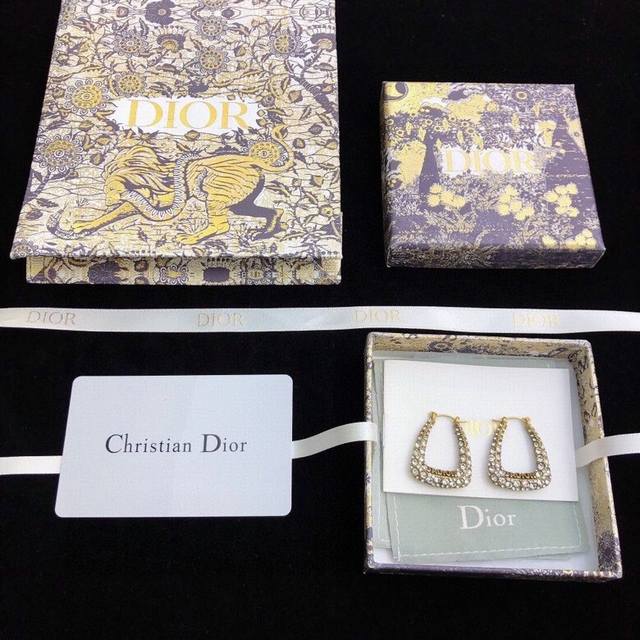 Dior Full Diamond Jadior Letter Stud Earrings. New Arrival At The Boutique. Abso