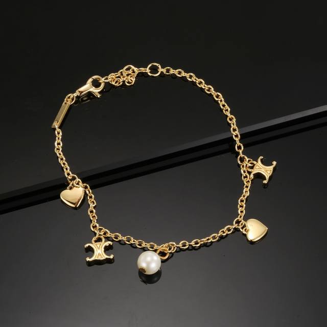 Little Red Book Bestseller Celine Triumph Arch Bracelet, Genuine Gold-Plated Mat