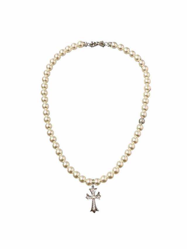 Chrome Hearts X Mikimoto Collaboration Cross Necklace Recently Popular Pearl Ser