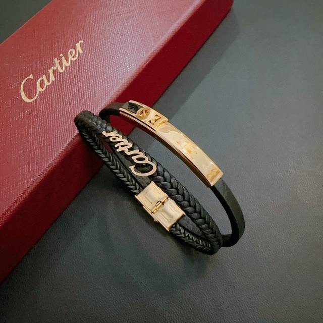 High-Quality Cartier Calfskin Leather Bracelet, Authentic Store-Quality New Desi