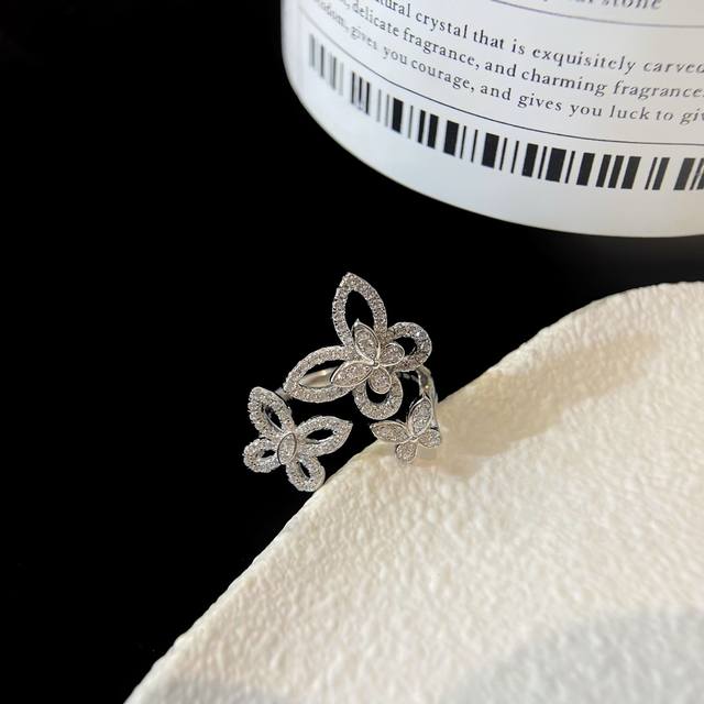 Graff Butterfly Illusion White Gold Triple Ring, Ring Size 5678. The Butterfly I