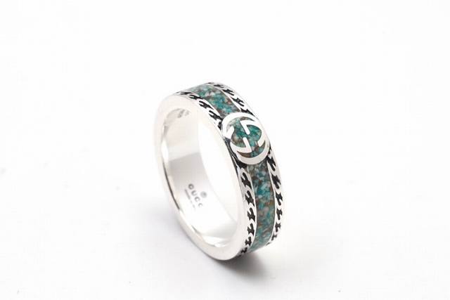 New Arrival Gucci Interlocking Double G Ring With Stone Pattern In Fine Brown An