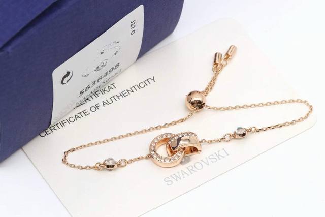 Swarovski Silver Rose Gold Simple Round Ring Sliding Bracelet Break The Boundari