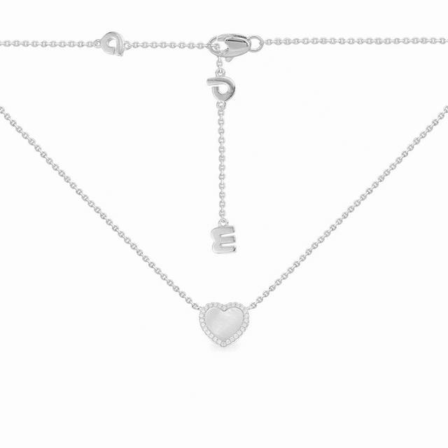Apm Monaco Mini White Mother-Of-Pearl Heart Adjustable Necklace! A Unique Heart