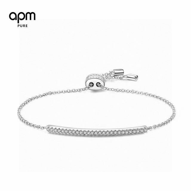 Apm Monaco Silver Crystal-Studded Straight Bracelet Apm Smiley Bracelet Minimali