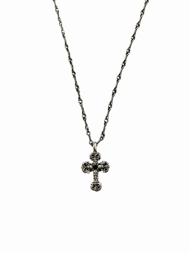 Croissant Blue Diamond Mini Flame Cross Pure Silver Material Vintage-Style Blue
