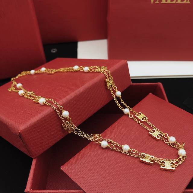 Item Number Slxl0017 Celin* Latest Double-Layer Necklace Consistent Zp Brass Mat