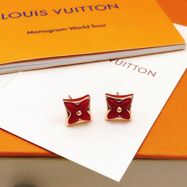 Id Led0302 Lv* Latest Rose Gold Red Red Mother-Of-Pearl Earrings, Consistent Zp