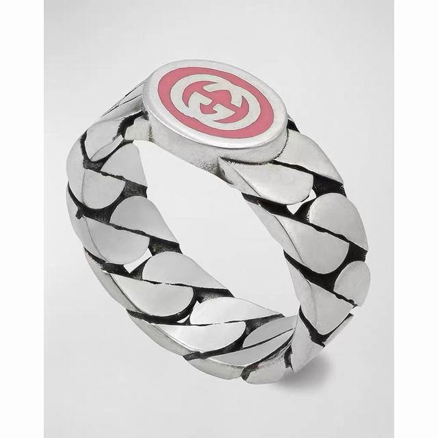 Celebrity Style] Gucci Interlocking Double G Enamel Ring For Women And Men, Size
