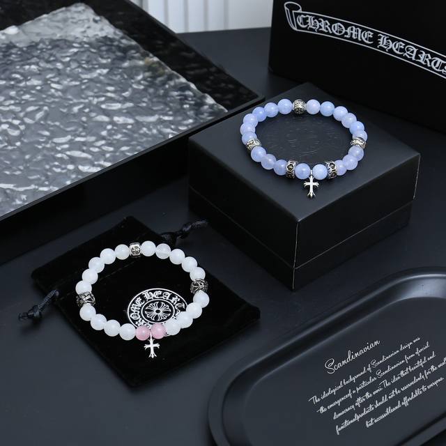 Couple's Bracelet With Natural Pearls And Silver Beads By Croce Heart. This Croc