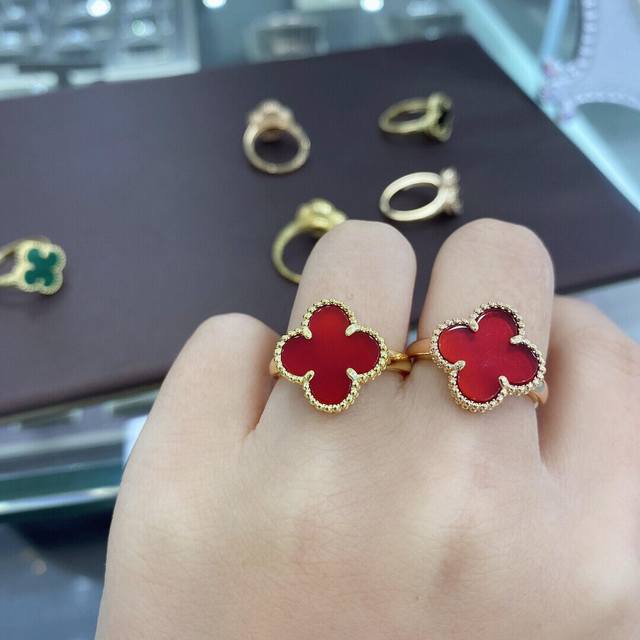 V Gold-Plated Mimi Gold Vca Four-Leaf Clover Ring Van Cleef & Arpels Ring Lucky
