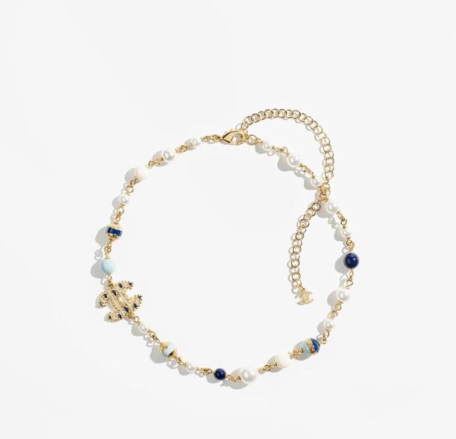 Chanel Blue Enamel Series Blue Enamel Logo Necklace. Spring/Summer Vacation New