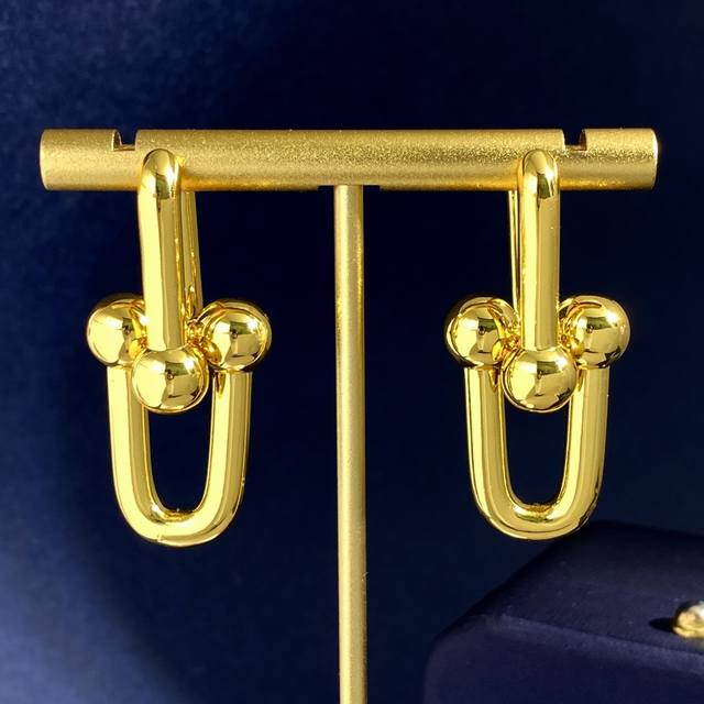 Df80 Tfn Chunky Bamboo-Patterned Smooth Two-Section Stud Earrings Tfn Tiffany Ch