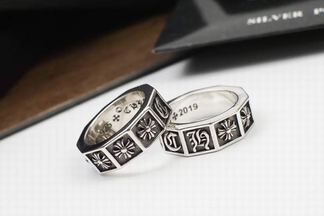 Chrome Hearts Cro Heart Hand-Cut Faceted Couple Ring Design Bold Style Combining