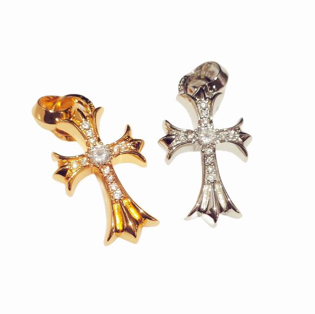 Black Luxurious 22K/18K White Gold-Plated Classic Diamond-Studded Cross Engraved