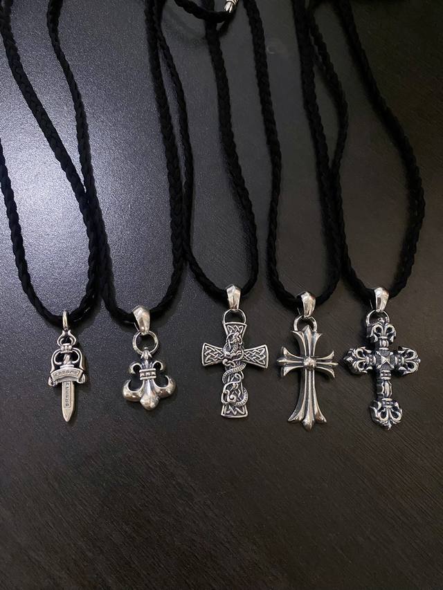 Krosin Scout Flower, Cross, And Flame Leather Rope Braided Necklace For Men And