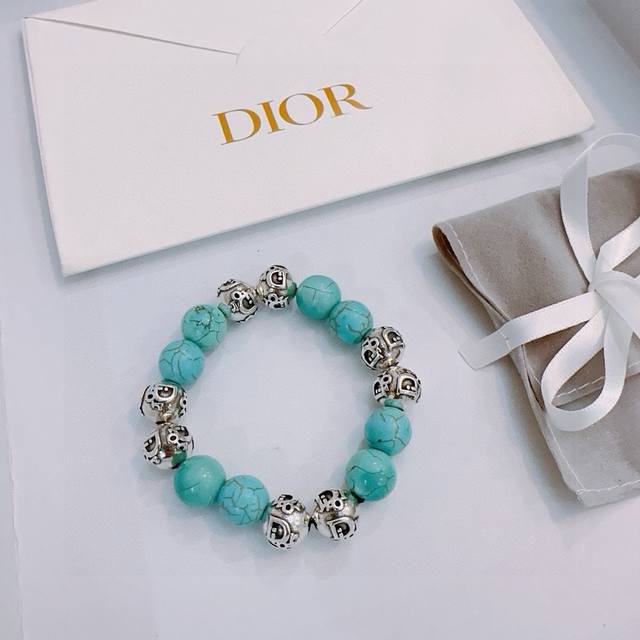 Premium Craftsmanship Edition Dior Multi-Element Agate Thai Silver Style Bracele