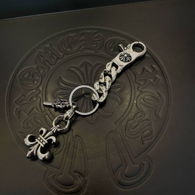Chrome Hearts Cross Keyring With Large Lobster Clasp And Sword Scout Flower Pend