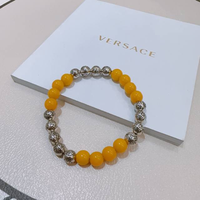 Authentic New Fine Craftsmanship Version Versace Medusa Agate Crystal Bracelet W