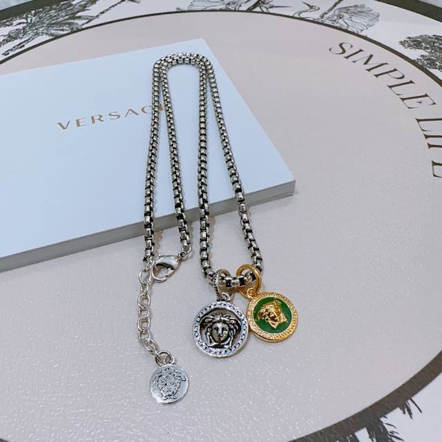 Authentic New High-Quality Versace Necklace With Medusa Head, Original Design, C