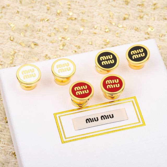 High-Quality, Details As Shown. Miu Miu Colored Circular Ear Studs. This Will De