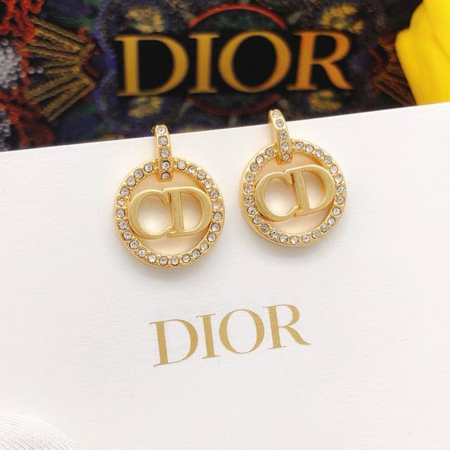 Code Ded0469 Round Earring Dior Original New Arrival Round Cd Pendant With Micro