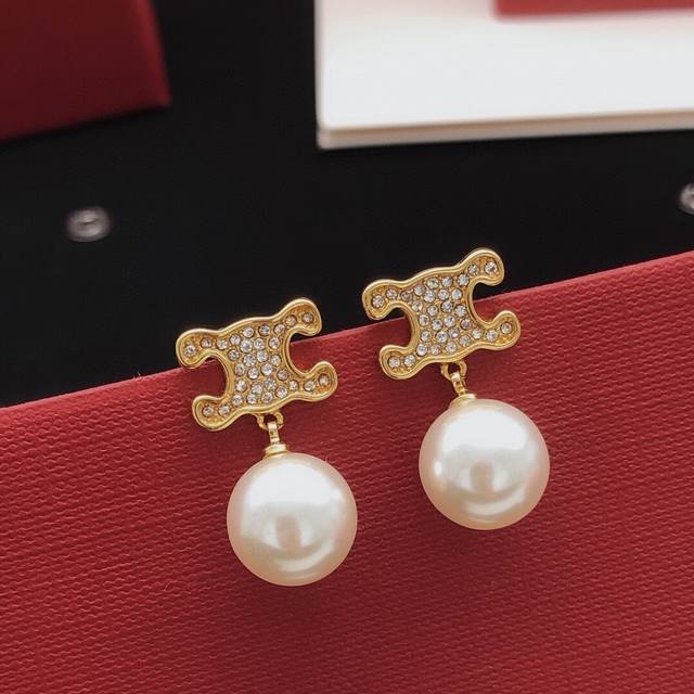 Code Sled0013 Celine* Latest Pearl Drop Ear Studs, Consistent Zp Brass Material