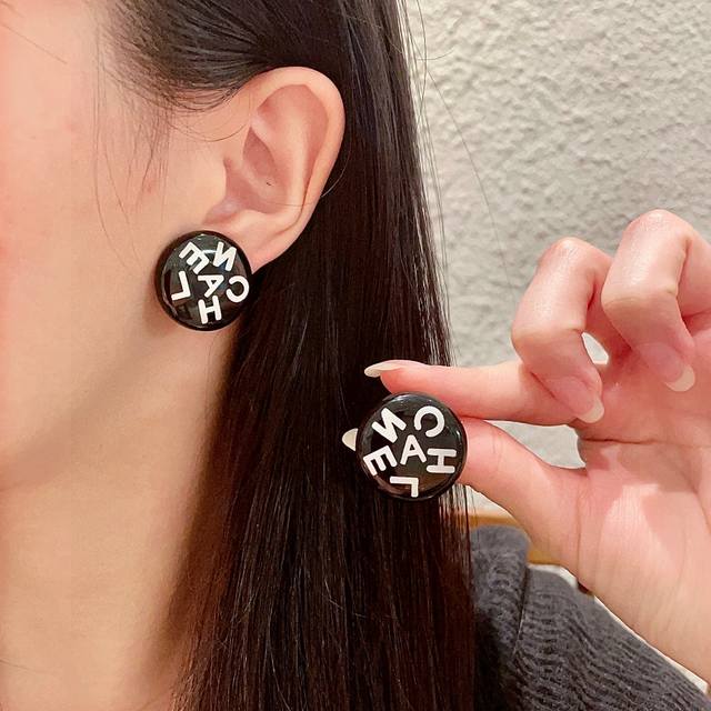 Chanel Round Letter Earrings