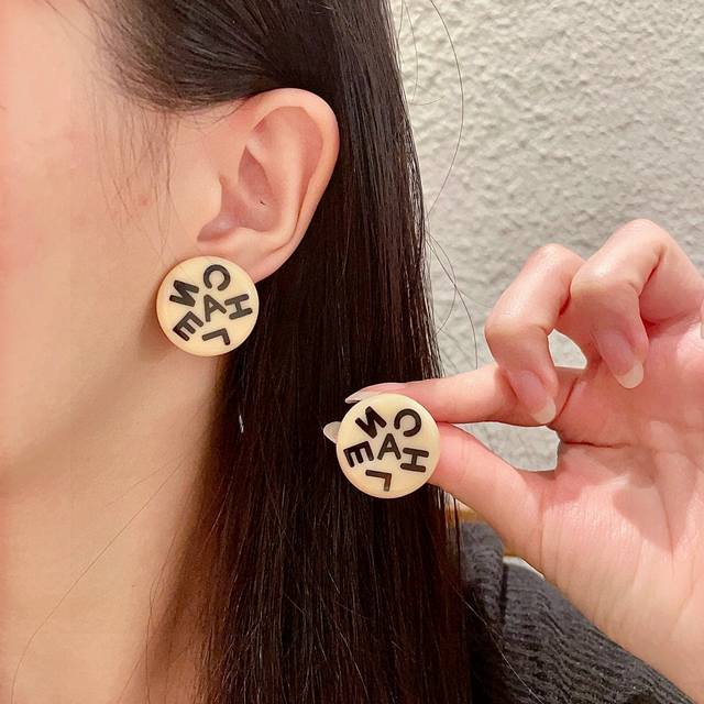 Chanel Round Letter Earrings