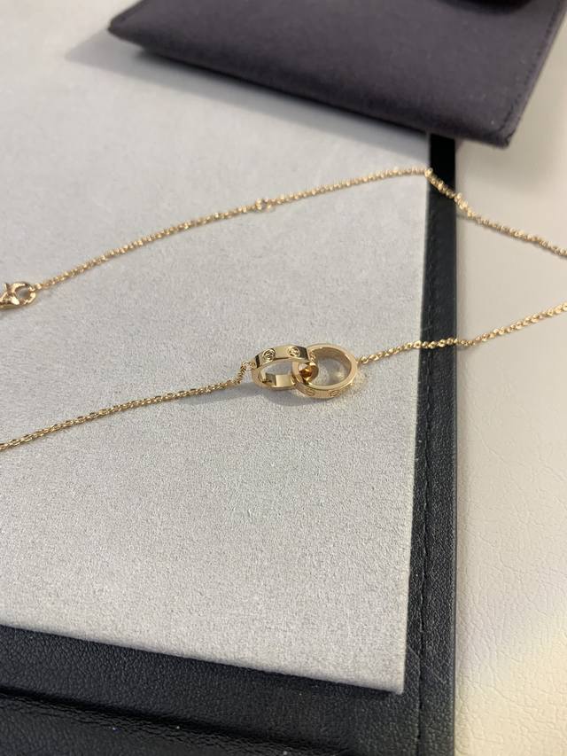 P Price: Diamond-Free Double Ring Necklace ~ Love Double Ring Necklace In Rose G