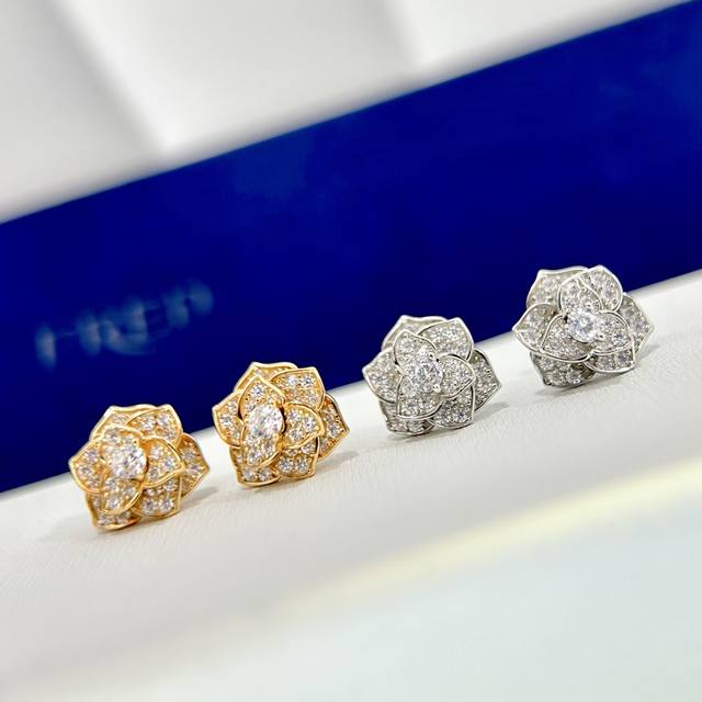 C559 Fresh And Versatile Camellia Rose Earrings With Imported Zirconia Micro-Set