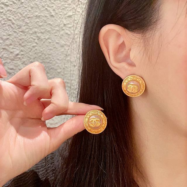 Chanel Classic Double C Stud Earrings