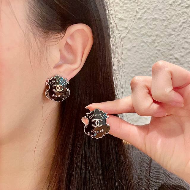 Chanel Double C Letter Stud Earrings