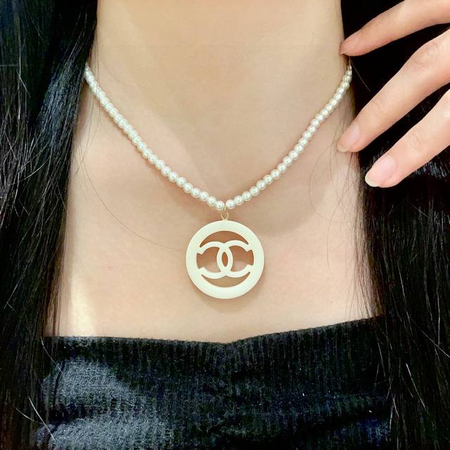Chanel Pearl Double C Circle Necklace