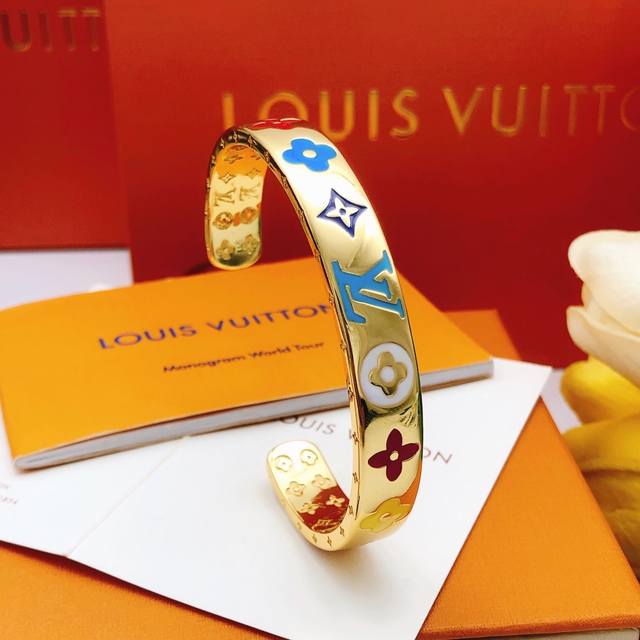 Id Lsz0012 Lv's Latest Vintage-Style Colored Dripping Oil Bracelet, Made Of Cons