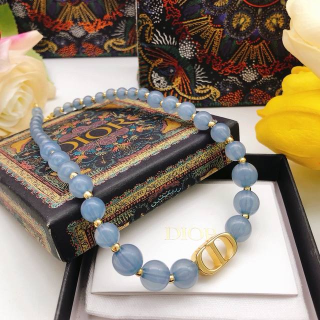 Code Dxl0241 Dior* Latest Blue Pearl Necklace, Consistent Zp Brass Material