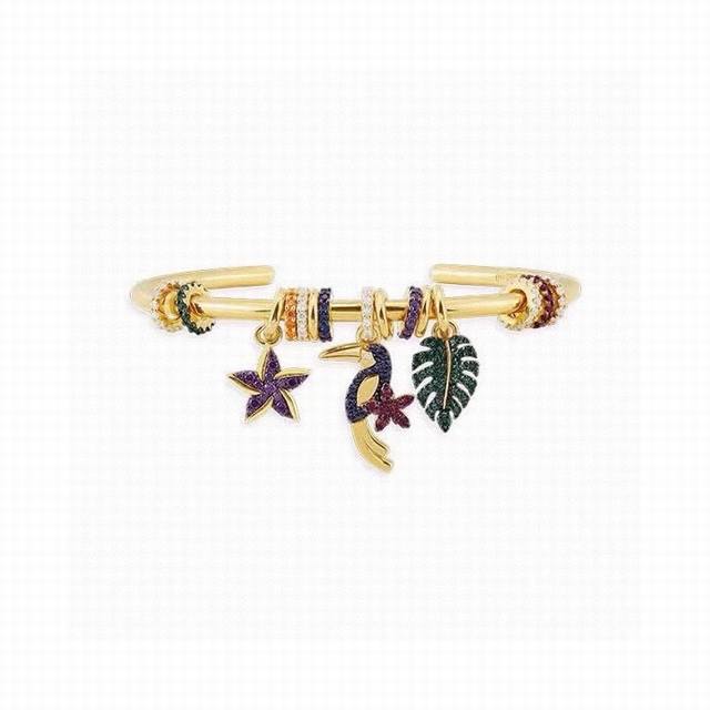 Apm Monaco Colorful Tropical-Style Open Bangle With Multiple Pendants And A Fun