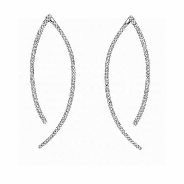 Apm Monaco Crossed Simple Asymmetrical Long Double Curved Earrings, Japanese And