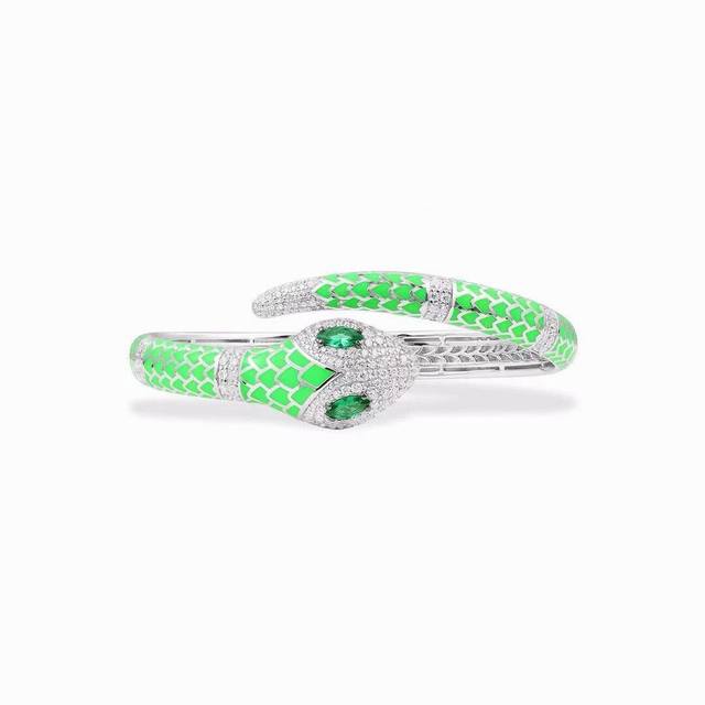 Apm Monaco Fluorescent Green Snake Bracelet! Where Trends And Fashion Collide, E