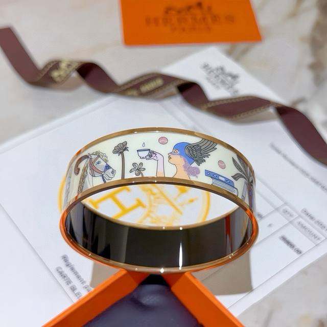 Herm S Bracelet, Original Custom Design, 20Mm Wide Bracelet, Enamel Craftsmanshi