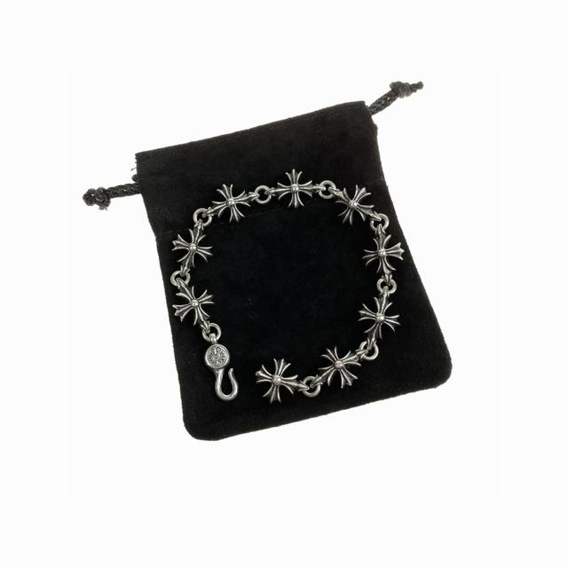 Chrome Hearts Nine-Section Cross Bracelet With Cross Flower