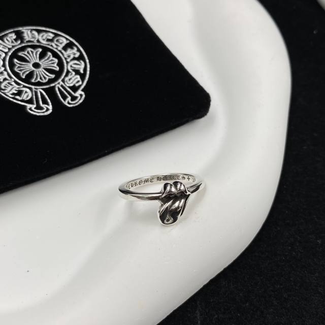 Counter-Quality Chrome Hearts Kro Hearts Classic Retro Tongue Ring With Unique T